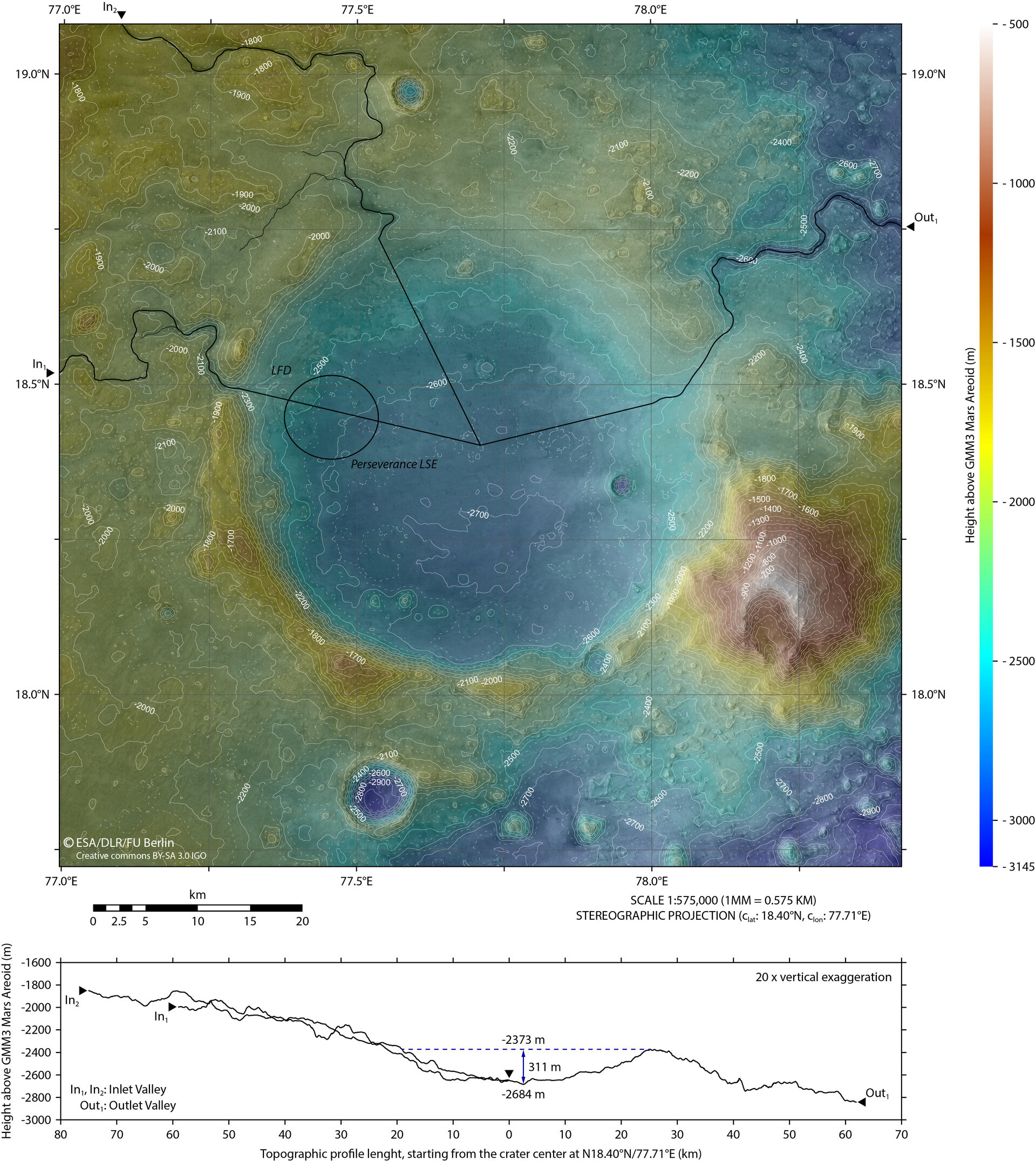 New topographic map of Jezero Crater – Mars 2020’s future home